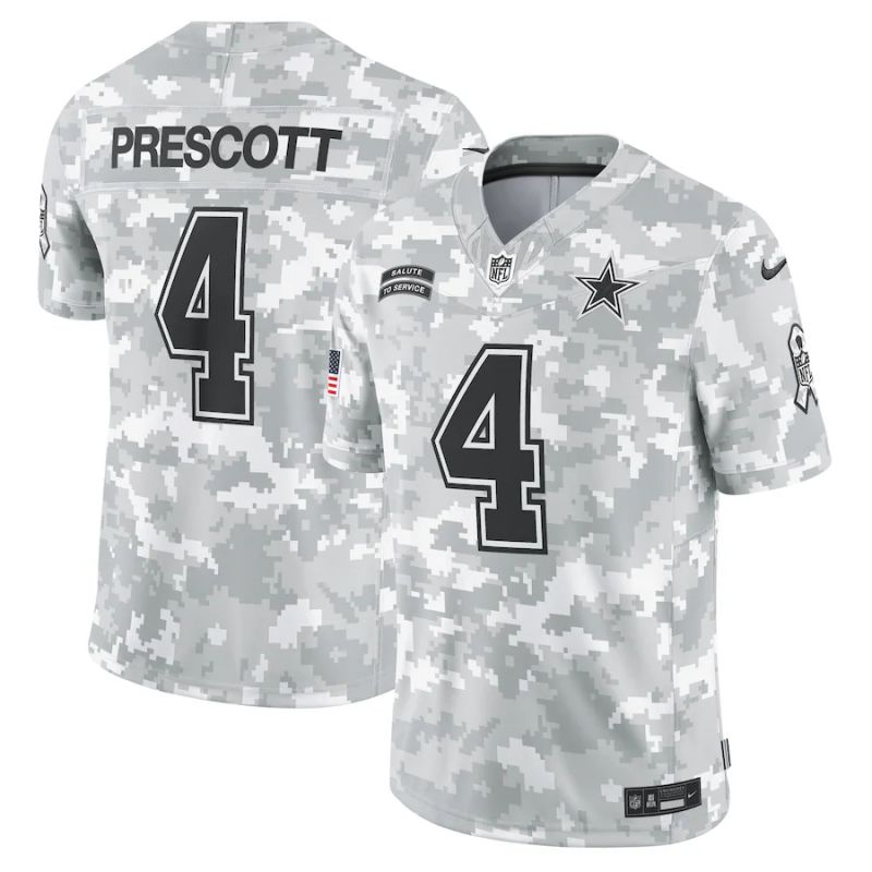 Men Dallas Cowboys #4 Prescott Nike Arctic Camo 2024 Salute to Service Limited NFL Jersey